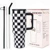 House of Quirk 1200ML Stainless Steel Tumbler with Handle & Lid, 2 Straws – Large Travel