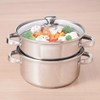 The Indus Valley Tri Steel Multi-Purpose Stainless Steel Steamer with Sandwich Bottom Vegetable Steamer Momo Maker (2-Tier / 3-Tier)
