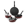 Cello Prima Non Stick Sauce/Milk Pan Combo, 4Pcs, Cherry, Aluminium, Red
