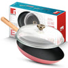 Bergner Excalibur Light Cast Iron 28cm Fry Pan with Lid Induction Pink