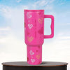 House of Quirk 1200ML Stainless Steel Tumbler with Handle & Lid - Rose Heart