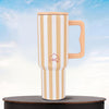 House of Quirk 1200ML Stainless Steel Tumbler with Handle & Lid - Butter Stripe
