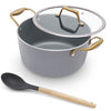 Asai Ceramic Dutch Oven 24cm (4L) | Biryani Pot Handi with Glass Lid - Grey
