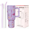 House of Quirk 1200ML Stainless Steel Tumbler with Handle - Mauve Heart