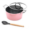 Asai Ceramic Dutch Oven 24cm (4L) | Biryani Pot Handi with Glass Lid - Pink
