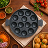 Tosaa Non-Stick Grill Appam 12-Cavity Designer with Stainless Steel Lid Gas Compatible