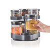 Borosil Spin N Store Tray with Airtight Glass Jars Classic Set of 7