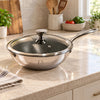 FnS NuChef Hexa Clad Non-Stick Wok with Lid 24cm Greblon Coating Induction & Gas Compatible