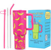 House of Quirk 1200ML Stainless Steel Tumbler with Handle & Lid - Banana Pink