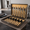 FnS Phoenix Black Finish 24 Pcs Cutlery Set with Leatherette Box