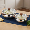 Vinod Stainless Steel Aroma Insulated Casserole with Glass Lid & Wooden Knob Set of 2 (750ml + 1250ml)