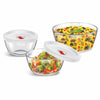 Signoraware Borosilicate Glass Mixing Bowl Combo Set of 3 with Lid (1500ml + 1000ml + 500ml)