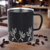 FnS Stainless Steel Coffee Mugs with Laser Engraving Black Set of 2