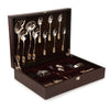FnS Imperio Gold Plated 34 Pcs Cutlery Set with Wooden Box