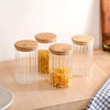 Nestasia Ribbed Airtight Kitchen Storage Glass Jar Set of 4 (1000ml) | Pantry Organisation