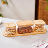 Nestasia Set of 3 Borosilicate Glass Snack Jars with Tray | Serving & Storage Set