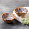 Nestroots Grey Printed Mango Wood Serving Bowls Set of 2