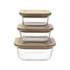 The Better Home Zest Series Borosilicate Food Containers with Bamboo Lid | 3pcs 320ml 520ml 800ml