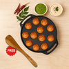 SOLARA BlackForge Cast Iron Paniyaram 12 Cavities | Pre-Seasoned | Gas Compatible