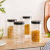 Nestasia Set of 4 Tall Glass Jars with Lid (1900ml) | Airtight Pantry Storage Jars