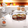 UMAI Borosilicate Glass Saucepan 1.45L Clear with Lid Electric Pottery Safe