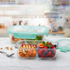 The Better Home Glass Microwave Safe Office Lunch Box | 570ml | 2 Compartments | Safety Lock | Transparent