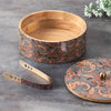 Nestroots Allure Roti Box with Tong Grey Enamel Print Mango Wood