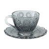UMAI Glass Cup with Saucer (280ml) Set of 2 | Elegant | Transparent